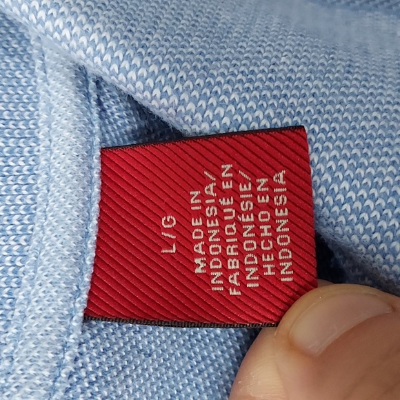 Izod button up short sleeve tee with collar large blue & white - Picture 6 of 11